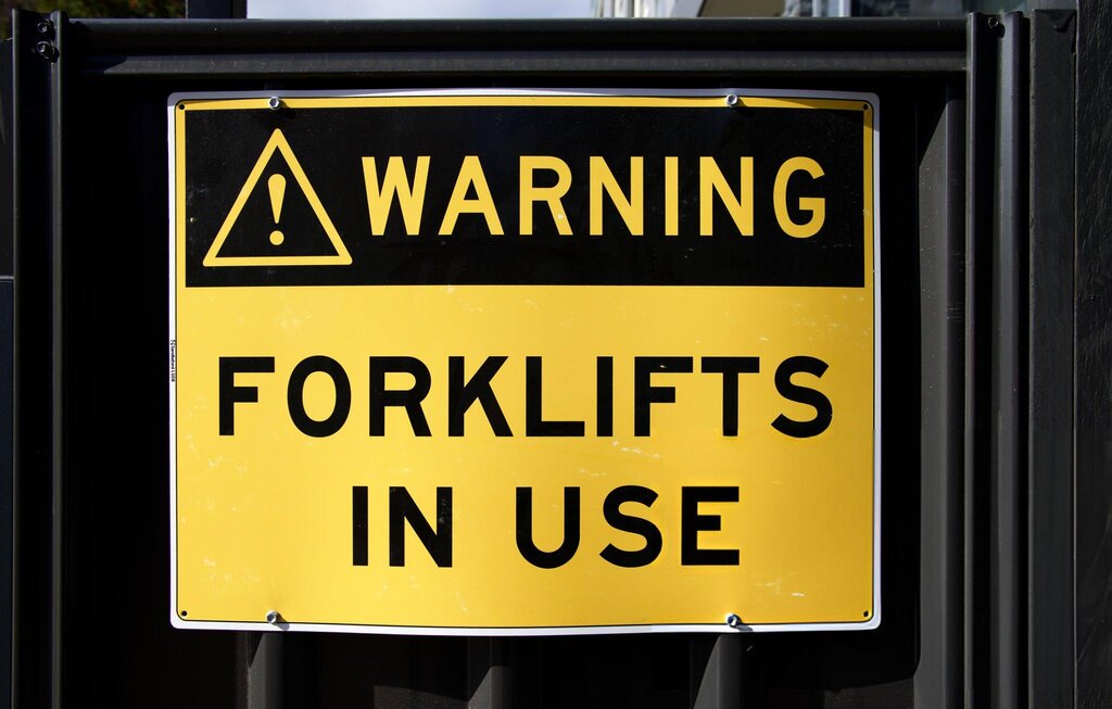 forklift in use sign