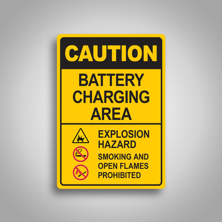 Caution Battery Charging Area Sign 2