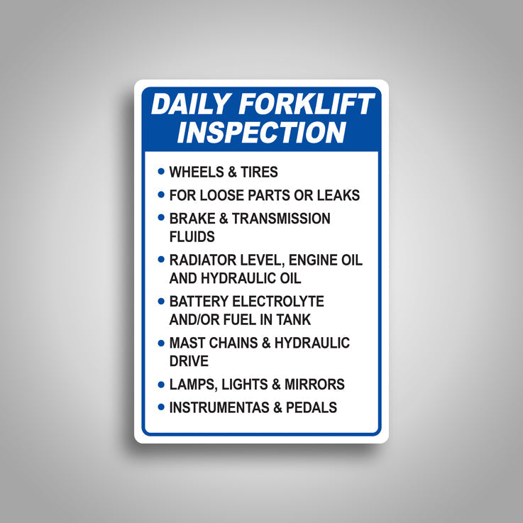 Daily Forklift Inspection Sign