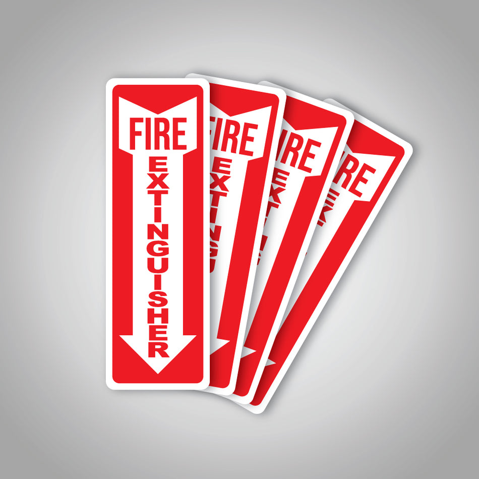 Fire Extinguisher Sign Vinyl Sticker Text Only 4 x 12-4 Pack