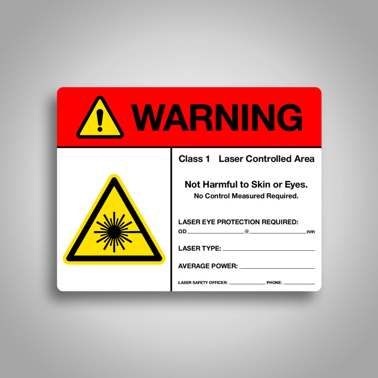 Laser Safety Warning Sign - Class 1