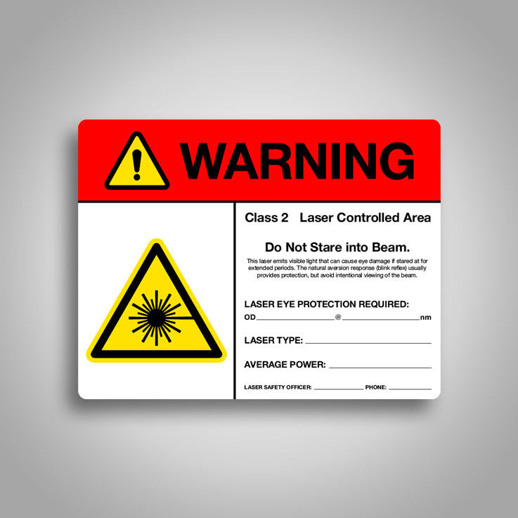 Laser Safety Warning Sign - Class 2