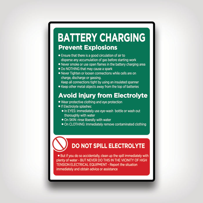 Battery Charging Instructions Sign — CertifyMe