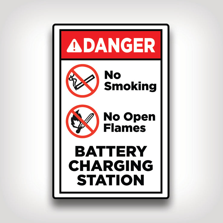 Battery Charging No Smoking Sign